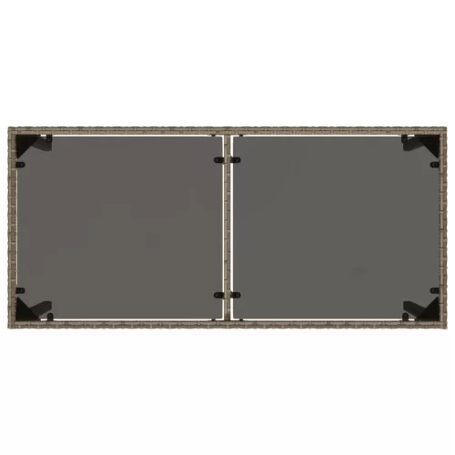  szürke polyrattan üveglapos kerti asztal 115x54x74 cm