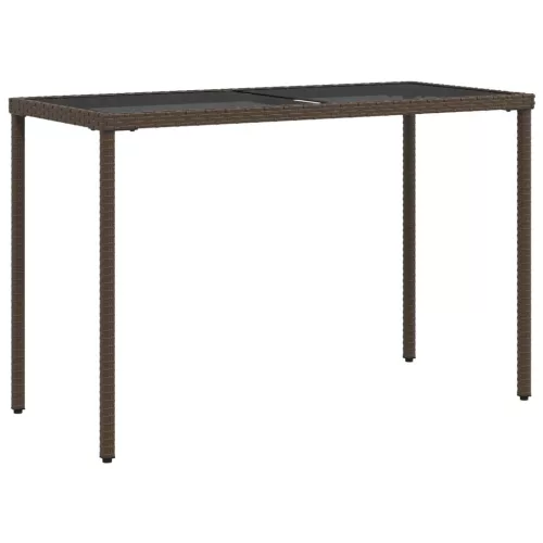  barna polyrattan üveglapos kerti asztal 115x54x74 cm