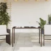  barna polyrattan üveglapos kerti asztal 115x54x74 cm
