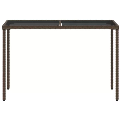  barna polyrattan üveglapos kerti asztal 115x54x74 cm