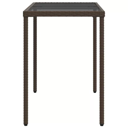  barna polyrattan üveglapos kerti asztal 115x54x74 cm