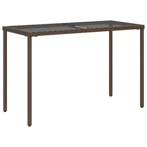  barna polyrattan üveglapos kerti asztal 115x54x74 cm