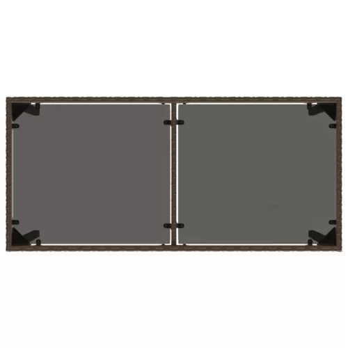  barna polyrattan üveglapos kerti asztal 115x54x74 cm