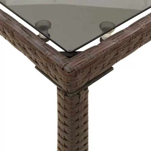  barna polyrattan üveglapos kerti asztal 115x54x74 cm
