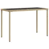  bézs polyrattan üveglapos kerti asztal 115x54x74 cm
