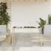  bézs polyrattan üveglapos kerti asztal 115x54x74 cm