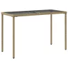  bézs polyrattan üveglapos kerti asztal 115x54x74 cm