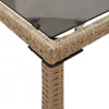  bézs polyrattan üveglapos kerti asztal 115x54x74 cm
