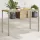  szürke polyrattan akácfa lapos kerti asztal 115x54x74 cm