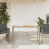  szürke polyrattan akácfa lapos kerti asztal 115x54x74 cm