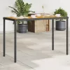  fekete polyrattan akácfa lapos kerti asztal 115x54x74 cm