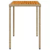  bézs polyrattan akácfa lapos kerti asztal 115x54x74 cm