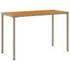  bézs polyrattan akácfa lapos kerti asztal 115x54x74 cm