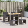  5 részes szürke polyrattan kerti étkezőgarnitúra párnával