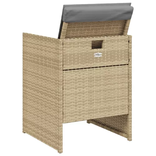  5 részes vegyes bézs polyrattan kerti étkezőgarnitúra párnákkal