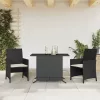  3 részes fekete polyrattan bisztrógarnitúra párnával