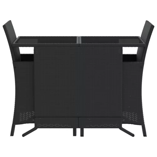  3 részes fekete polyrattan bisztrógarnitúra párnával