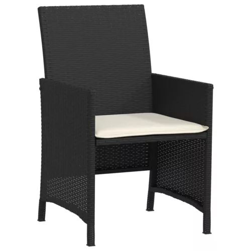  3 részes fekete polyrattan bisztrógarnitúra párnával