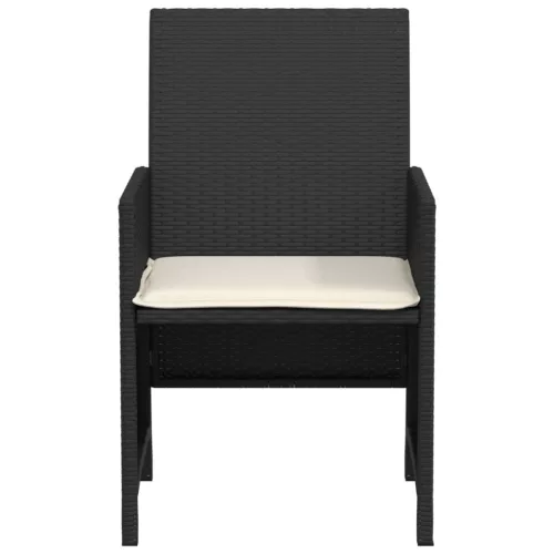  3 részes fekete polyrattan bisztrógarnitúra párnával