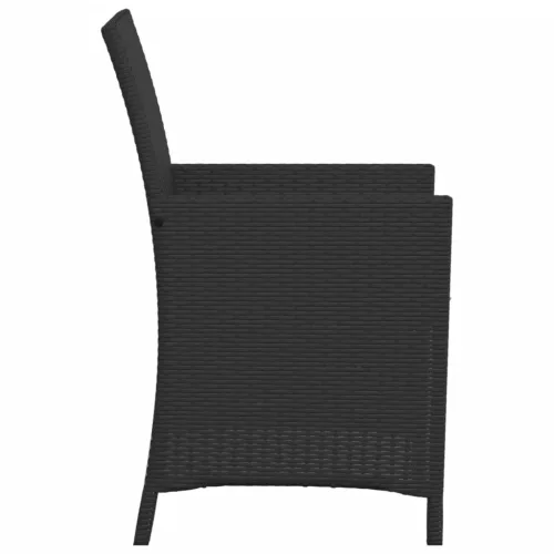  3 részes fekete polyrattan bisztrógarnitúra párnával