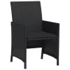  3 részes fekete polyrattan bisztrógarnitúra párnával