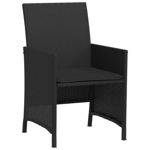  3 részes fekete polyrattan bisztrógarnitúra párnával