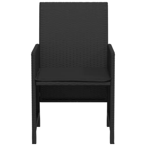  3 részes fekete polyrattan bisztrógarnitúra párnával