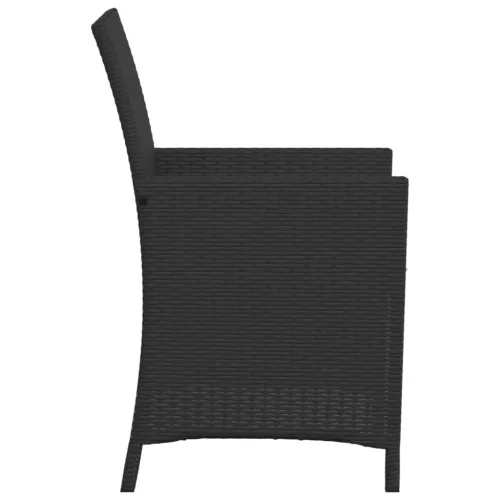  3 részes fekete polyrattan bisztrógarnitúra párnával