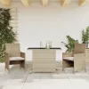  3 részes bézs polyrattan bisztrógarnitúra párnával