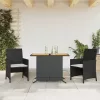  3 részes fekete polyrattan bisztrógarnitúra párnával