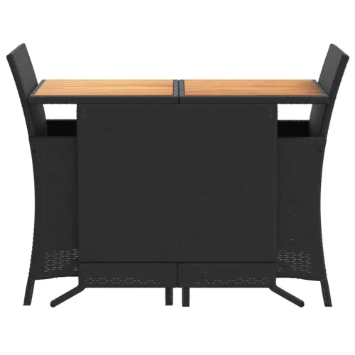  3 részes fekete polyrattan bisztrógarnitúra párnával