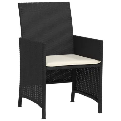  3 részes fekete polyrattan bisztrógarnitúra párnával