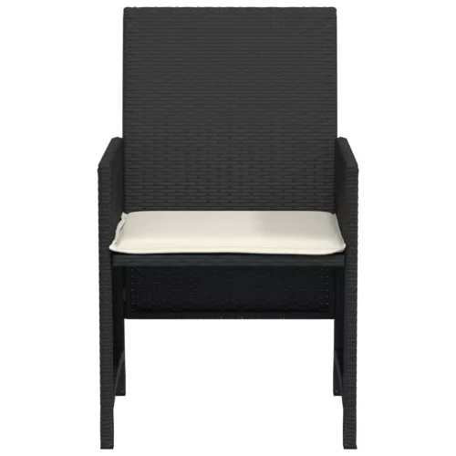  3 részes fekete polyrattan bisztrógarnitúra párnával
