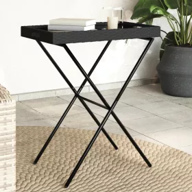    fekete összecsukható polyrattan tálcaasztal 65 x 40 x 75 cm
