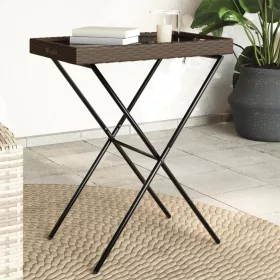    barna összecsukható polyrattan tálcaasztal 65 x 40 x 75 cm