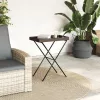  barna összecsukható polyrattan tálcaasztal 65 x 40 x 75 cm