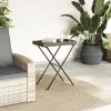 szürke összecsukható polyrattan tálcaasztal 65 x 40 x 75 cm