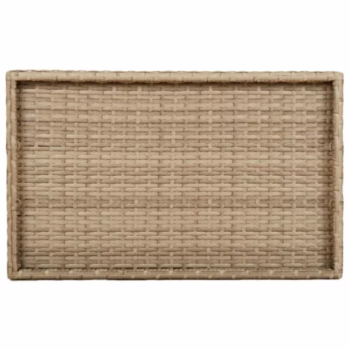  bézs összecsukható polyrattan tálcaasztal 65 x 40 x 75 cm