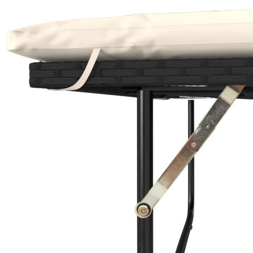  2 személyes fekete polyrattan kerti kanapé párnával