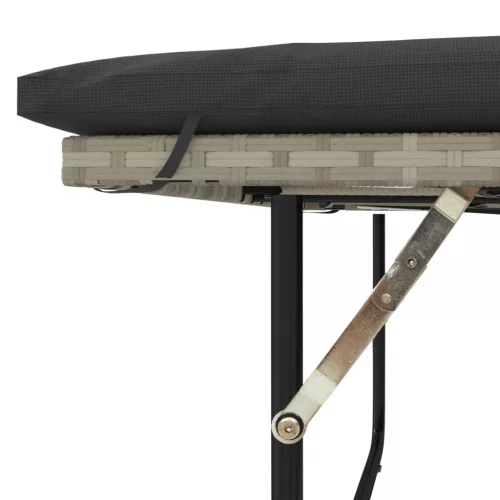  2 személyes világosszürke polyrattan kerti kanapé párnával