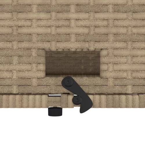  2 személyes bézs polyrattan/akácfa kerti kanapé párnával