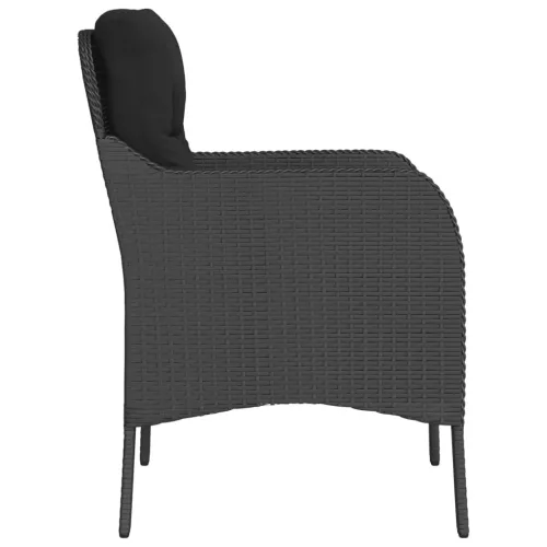  2 db fekete polyrattan kerti szék párnával