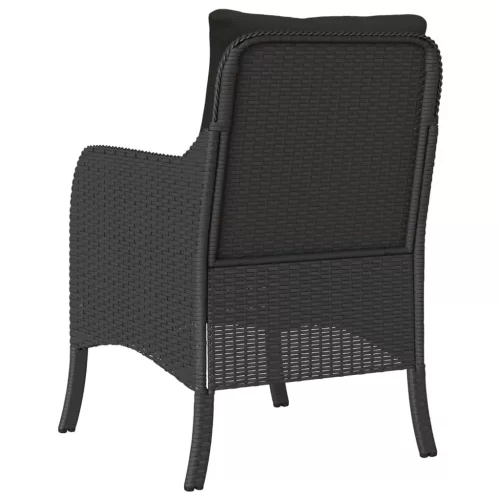 2 db fekete polyrattan kerti szék párnával
