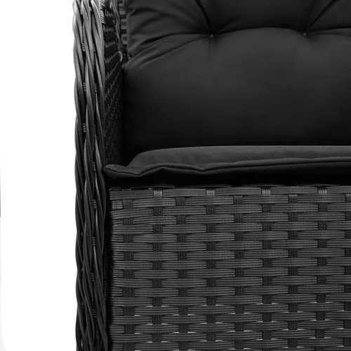  2 db fekete polyrattan kerti szék párnával