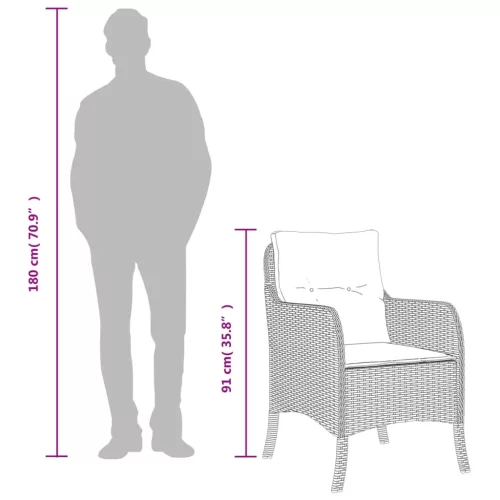  2 db bézs polyrattan kerti szék párnával