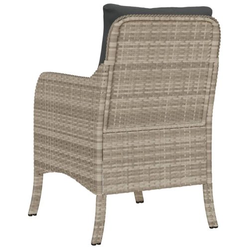  2 db világosszürke polyrattan kerti szék párnával