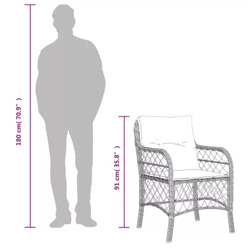  2 db barna polyrattan kerti szék párnával