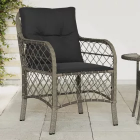  2 db szürke polyrattan kerti szék párnával
