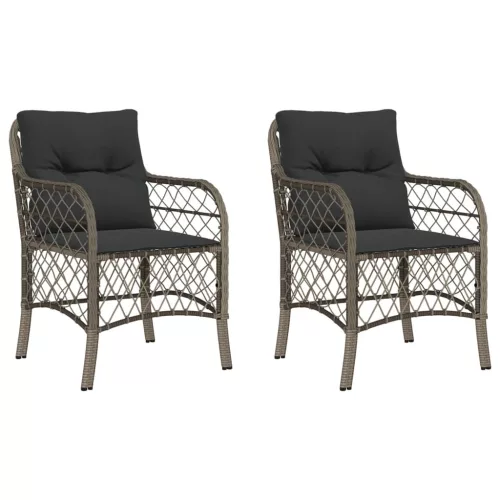  2 db szürke polyrattan kerti szék párnával