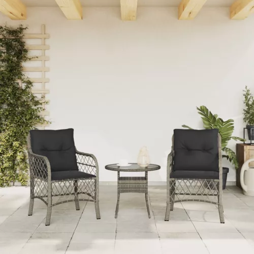  2 db szürke polyrattan kerti szék párnával